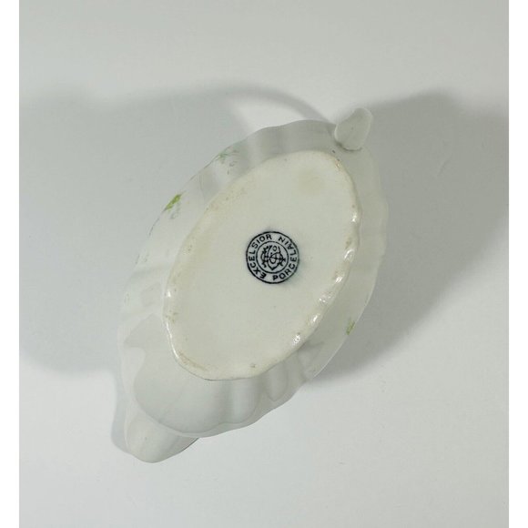 Excelsior Porcelain Gravy Boat Vintage Antique White Pink Green Floral Pattern - Picture 11 of 15